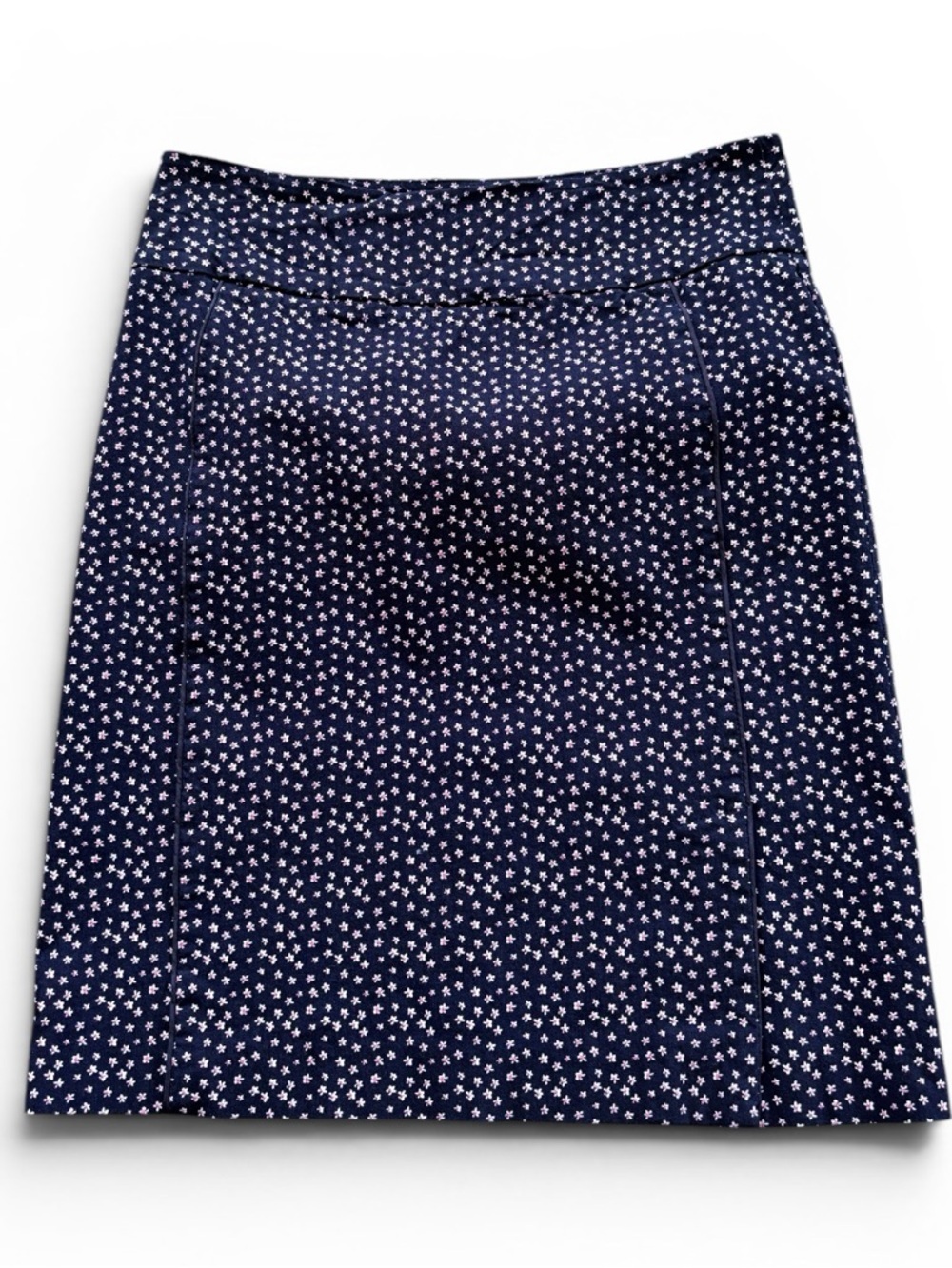 Margaret M Womens Pencil Skirt Floral Pull On Size Medium Comfort Stretch Navy